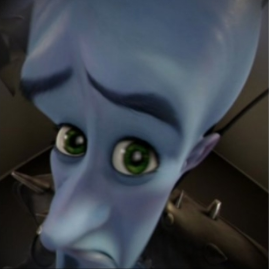 Megamind peeking around a corner